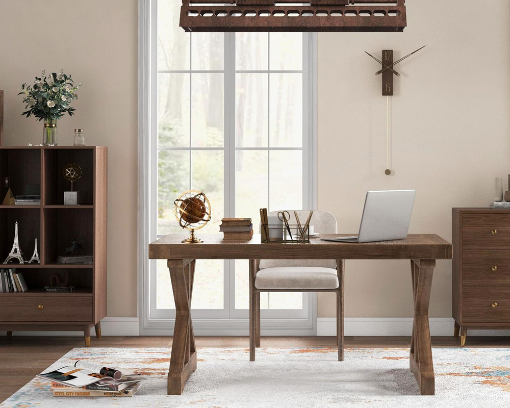 HMR - Vintage Style Rectangular Pine wood Farmhouse Desk