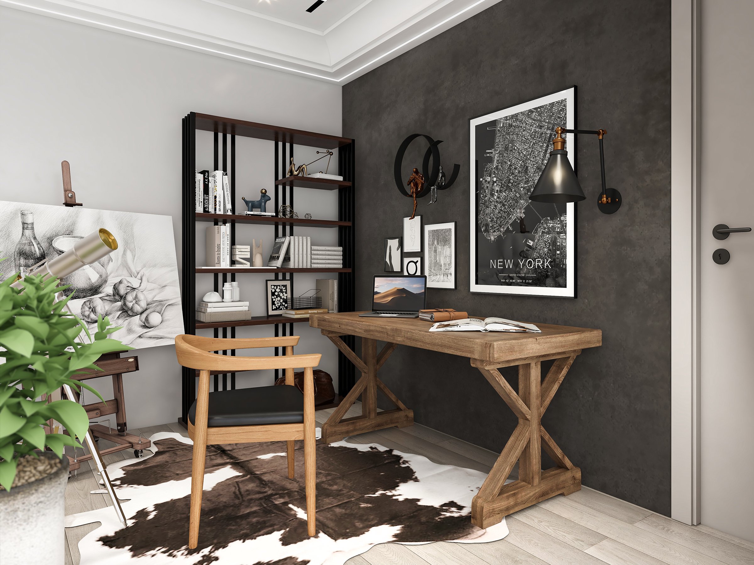 HMR - Vintage Style Rectangular Pine wood Farmhouse Desk