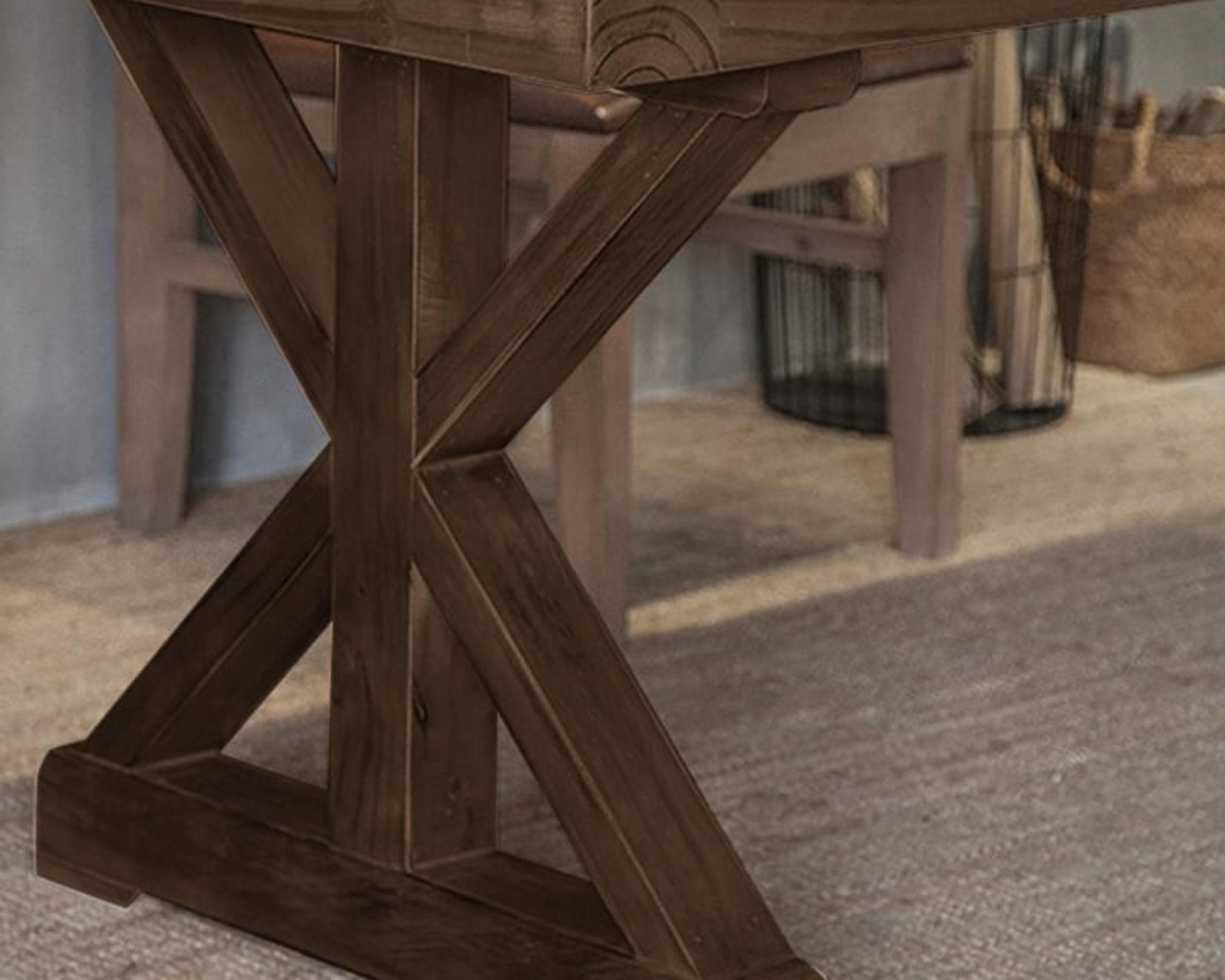 HMR Vintage Style Rectangular Pine wood Farmhouse Desk - Walnut, 70.9"