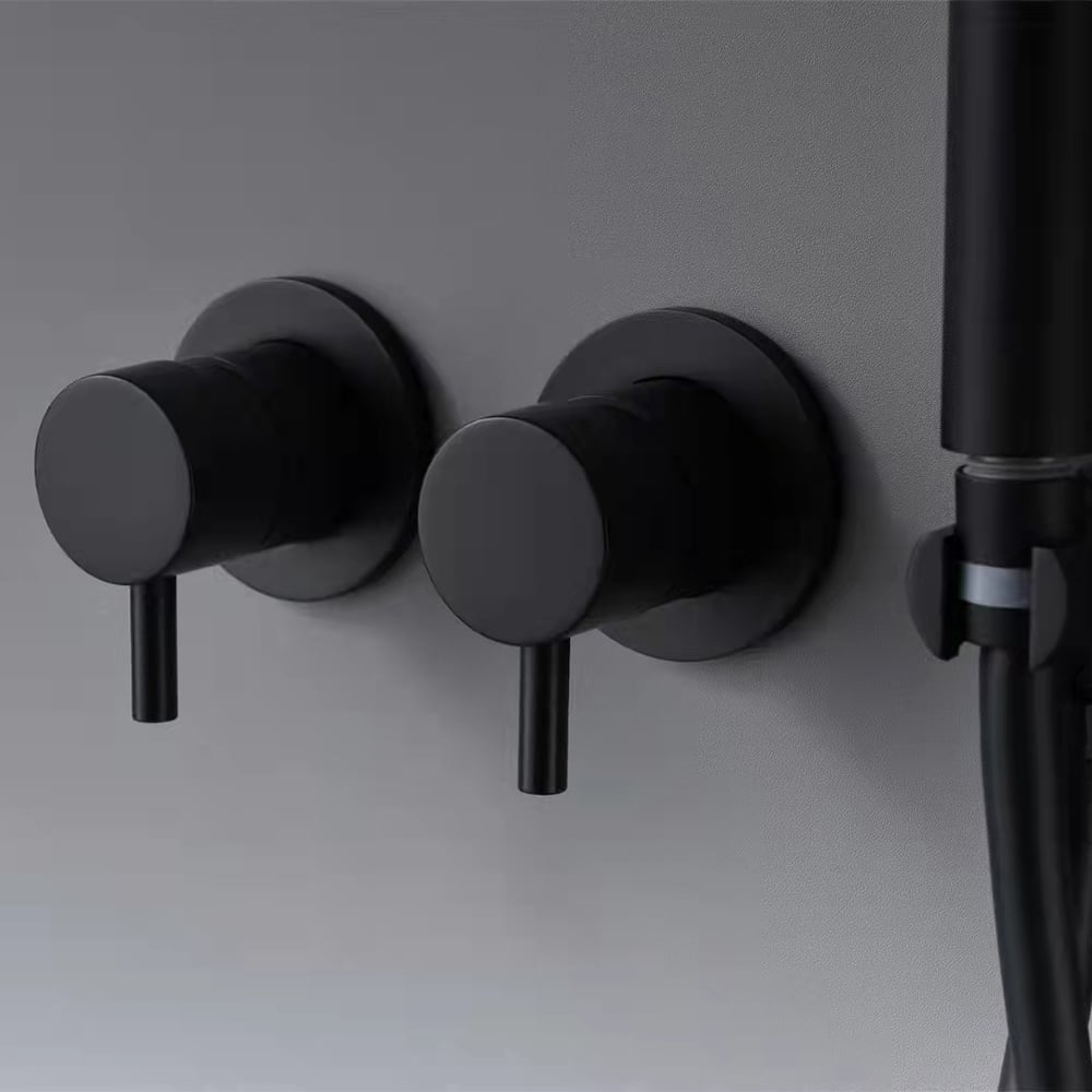 HMR - 10" Wall-Mounted Round Black Shower System 2-Function with Hand Shower