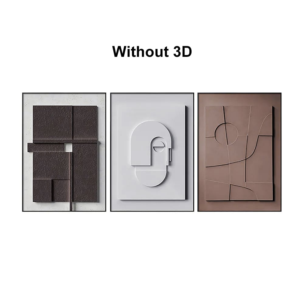 HMR 3 Pieces Japandi Canvas Wall Art Print Hanging Wall Decor Set with Rectangle Frame - Multi-Color, 20"W x 1"D x 27"H, Without 3D