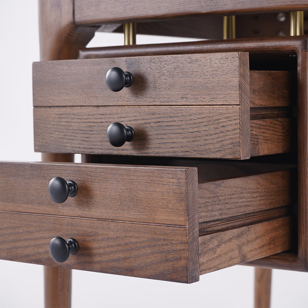 HMR - 55.1" Mid-century Style Walnut Ash Wood Home Office Desk with 3 Drawers