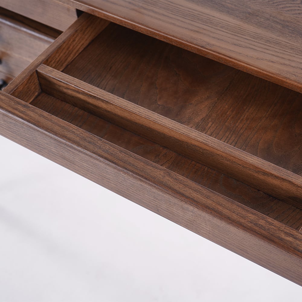 HMR - 55.1" Mid-century Style Walnut Ash Wood Home Office Desk with 3 Drawers