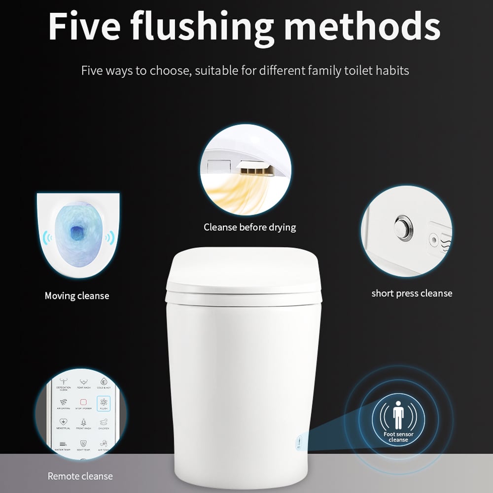 HMR - Compact Smart Bidet Toilet with Automatic Flushing 1.28 GPF