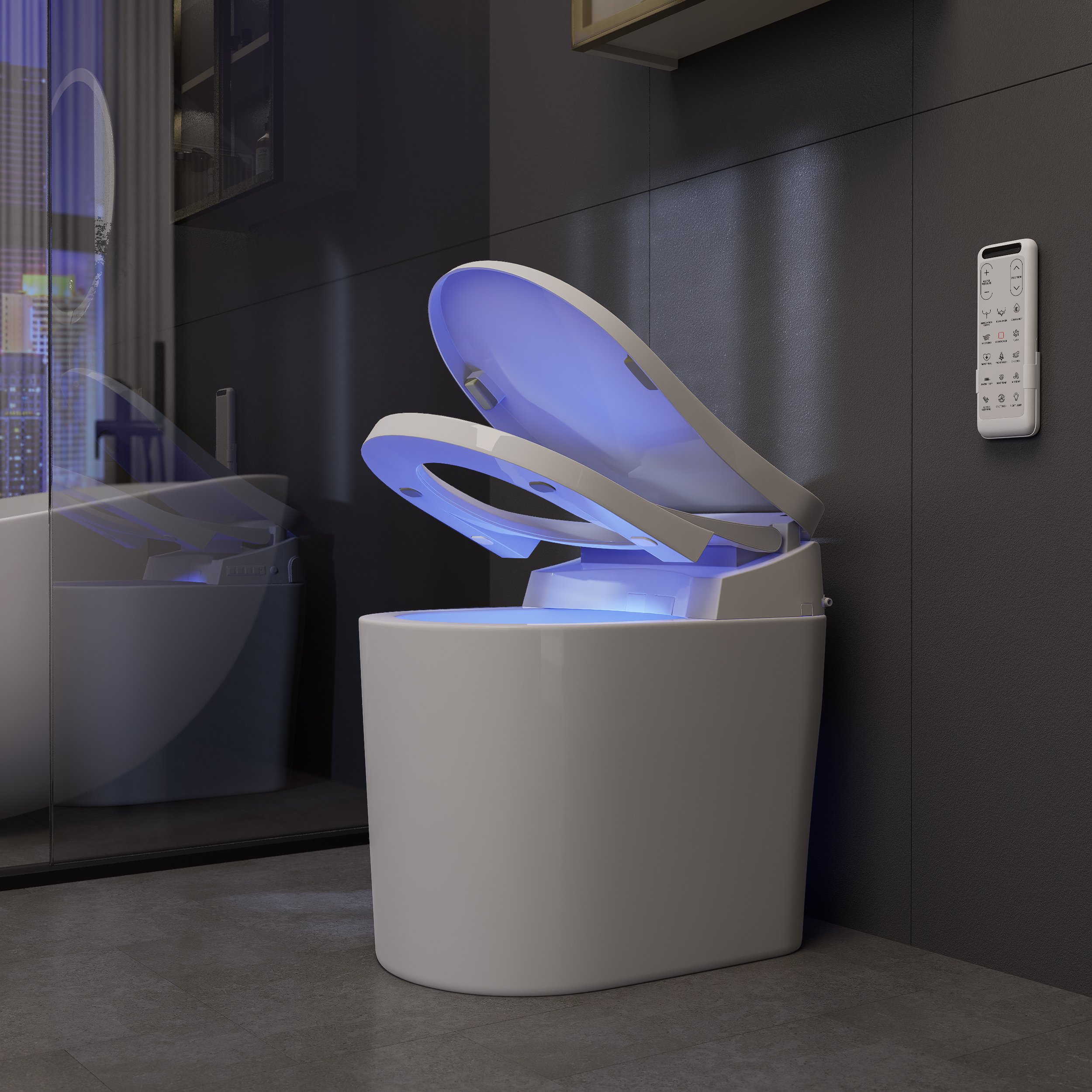 HMR - Compact Smart Bidet Toilet with Automatic Flushing 1.28 GPF