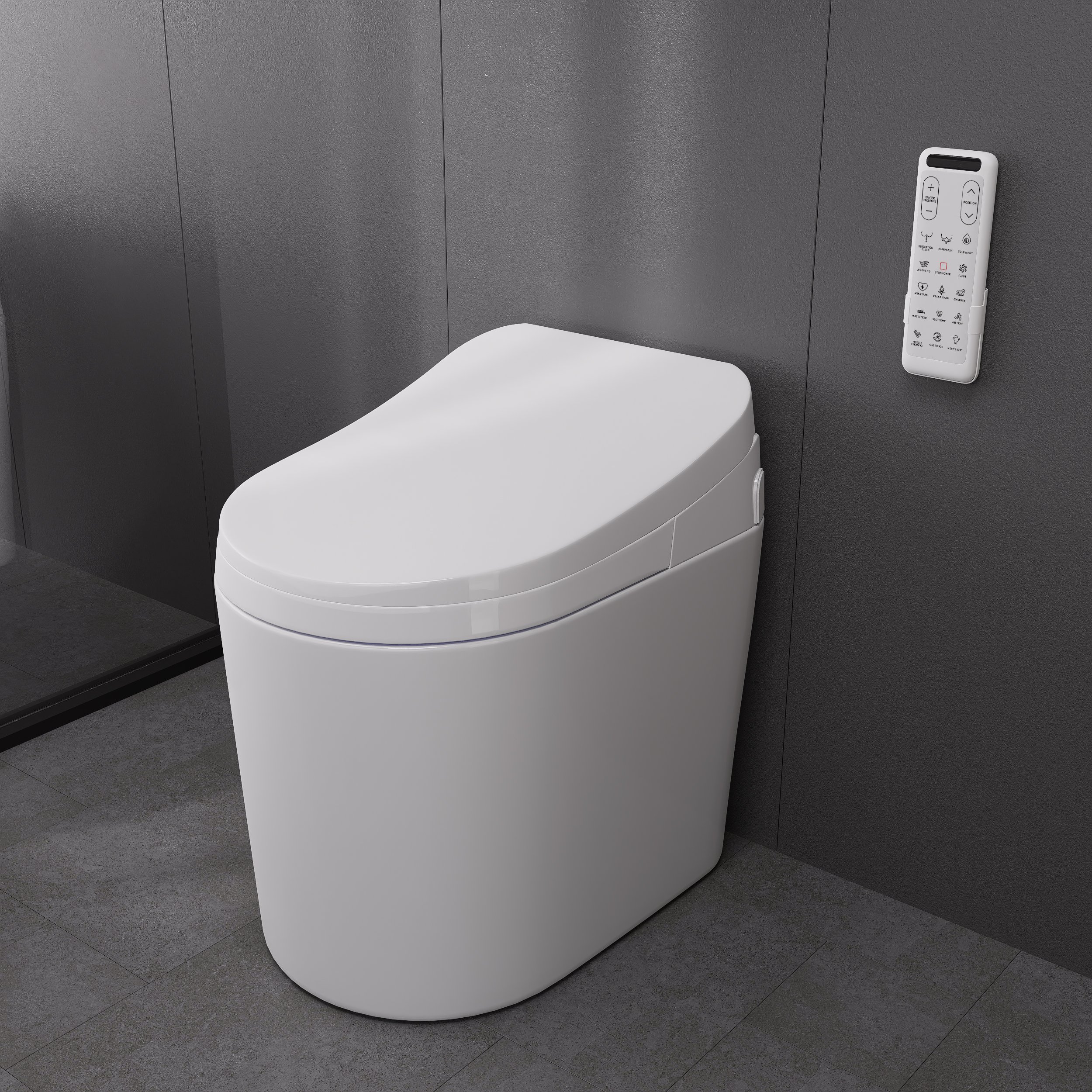HMR - Compact Smart Bidet Toilet with Automatic Flushing 1.28 GPF