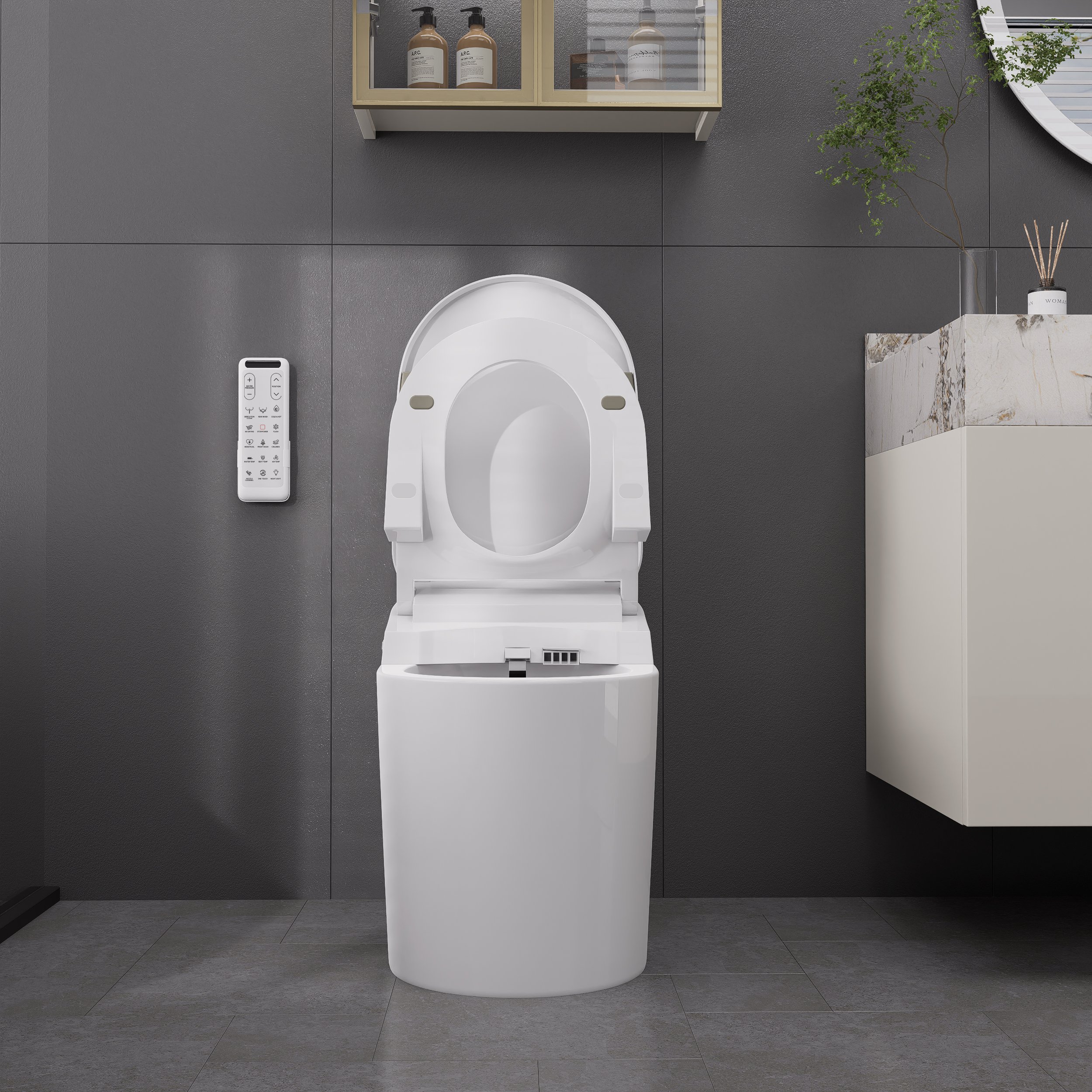HMR - Compact Smart Bidet Toilet with Automatic Flushing 1.28 GPF