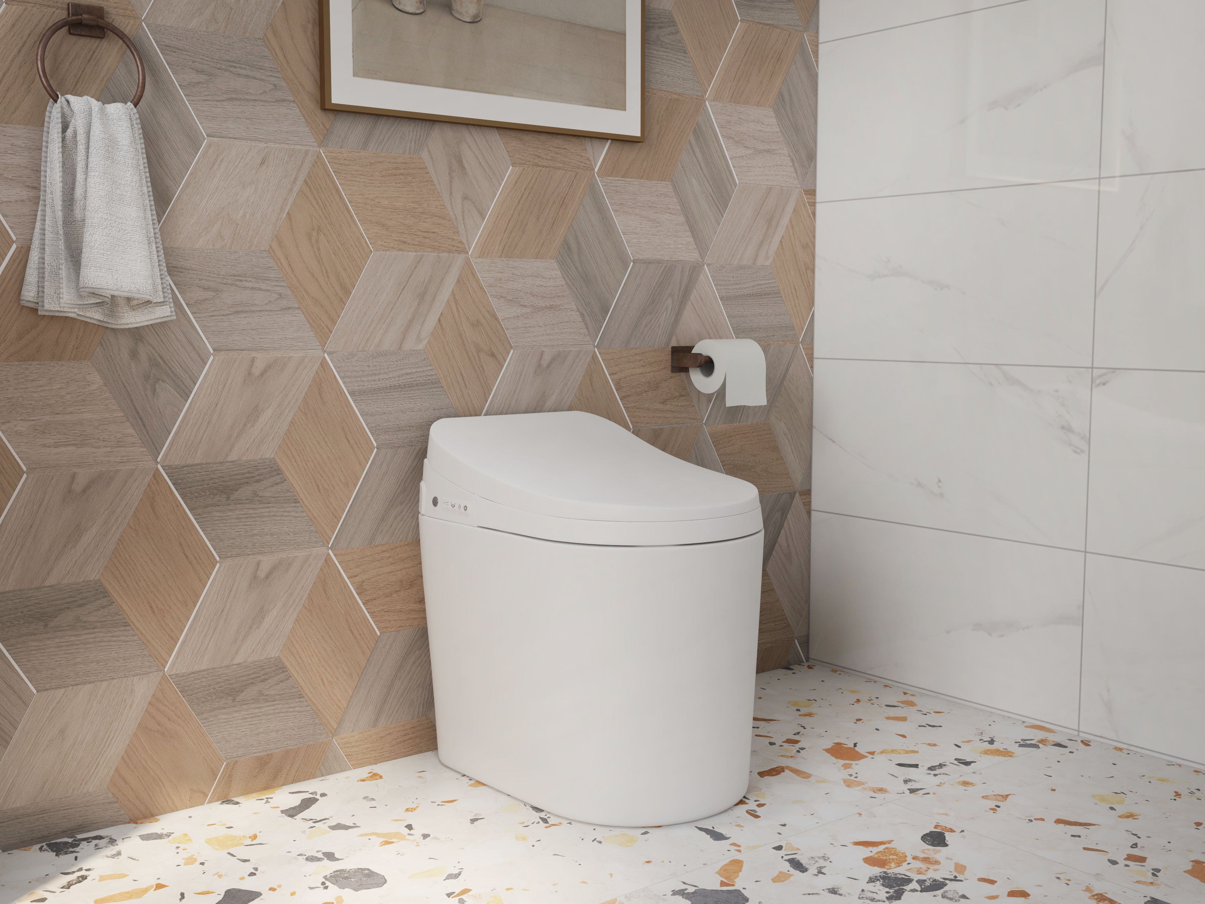 HMR - Compact Smart Bidet Toilet with Automatic Flushing 1.28 GPF