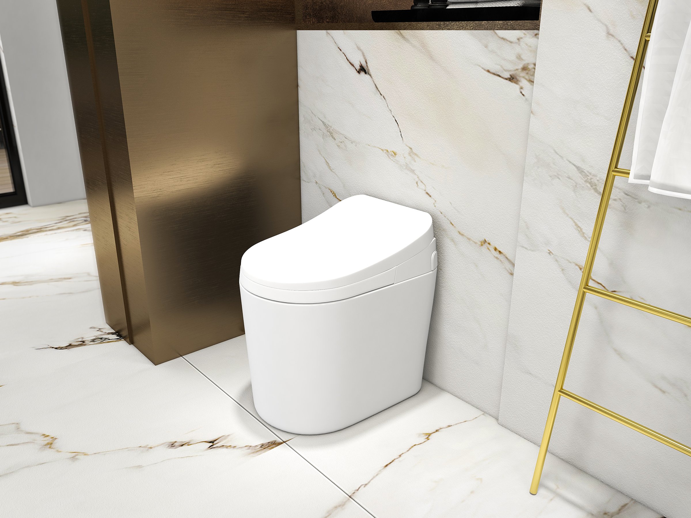 HMR - Compact Smart Bidet Toilet with Automatic Flushing 1.28 GPF