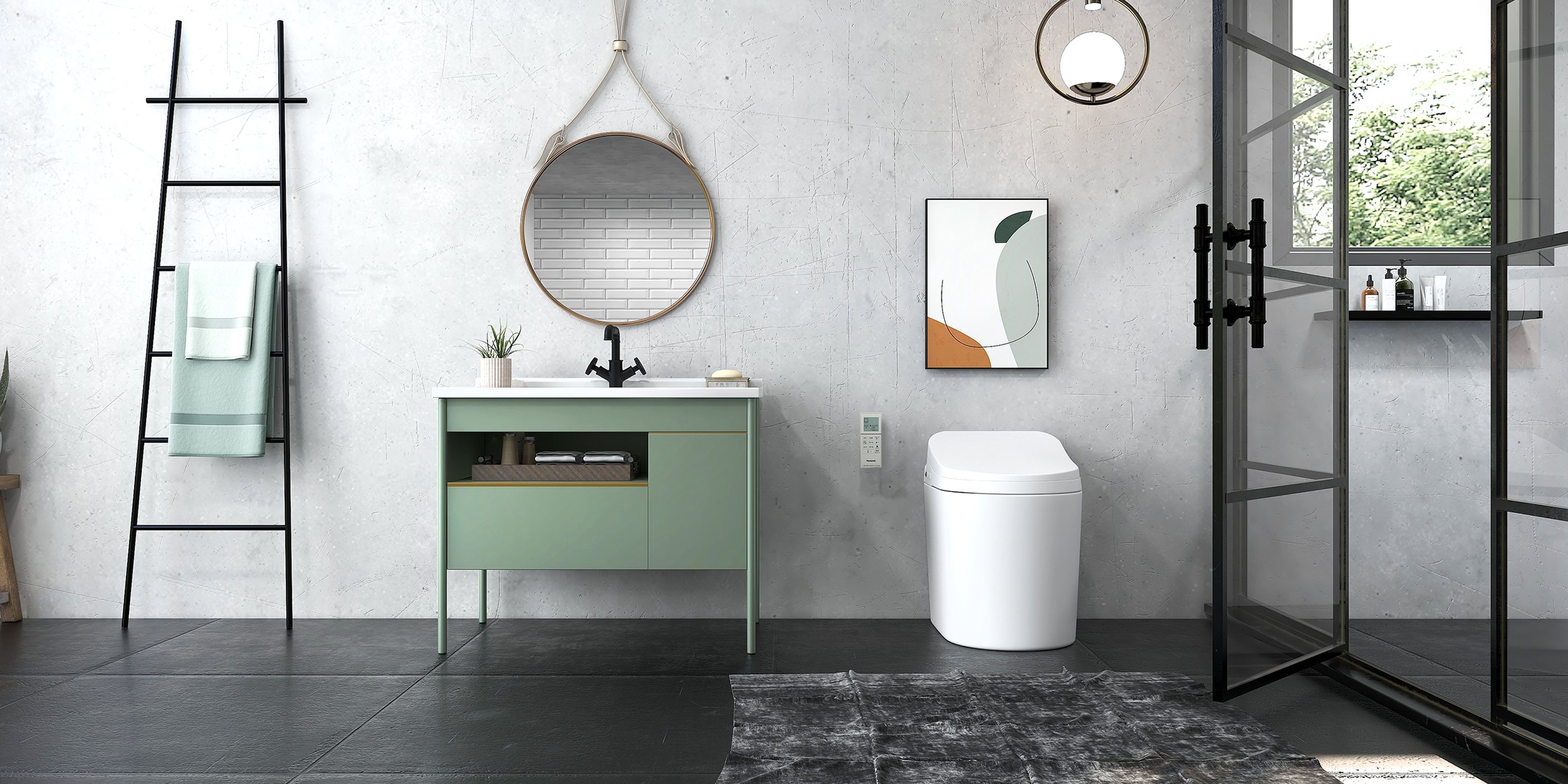 HMR - Compact Smart Bidet Toilet with Automatic Flushing 1.28 GPF