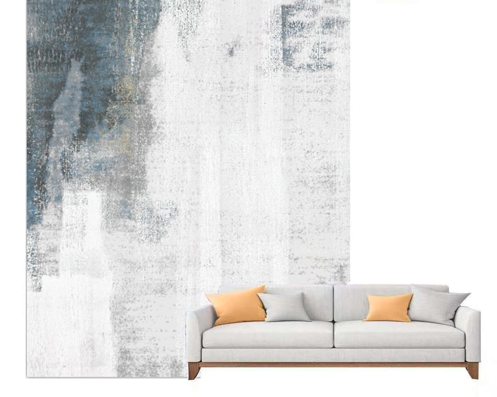 HMR - Modern Ink Painting Gray & Ink Blue Rectangle Area Rug