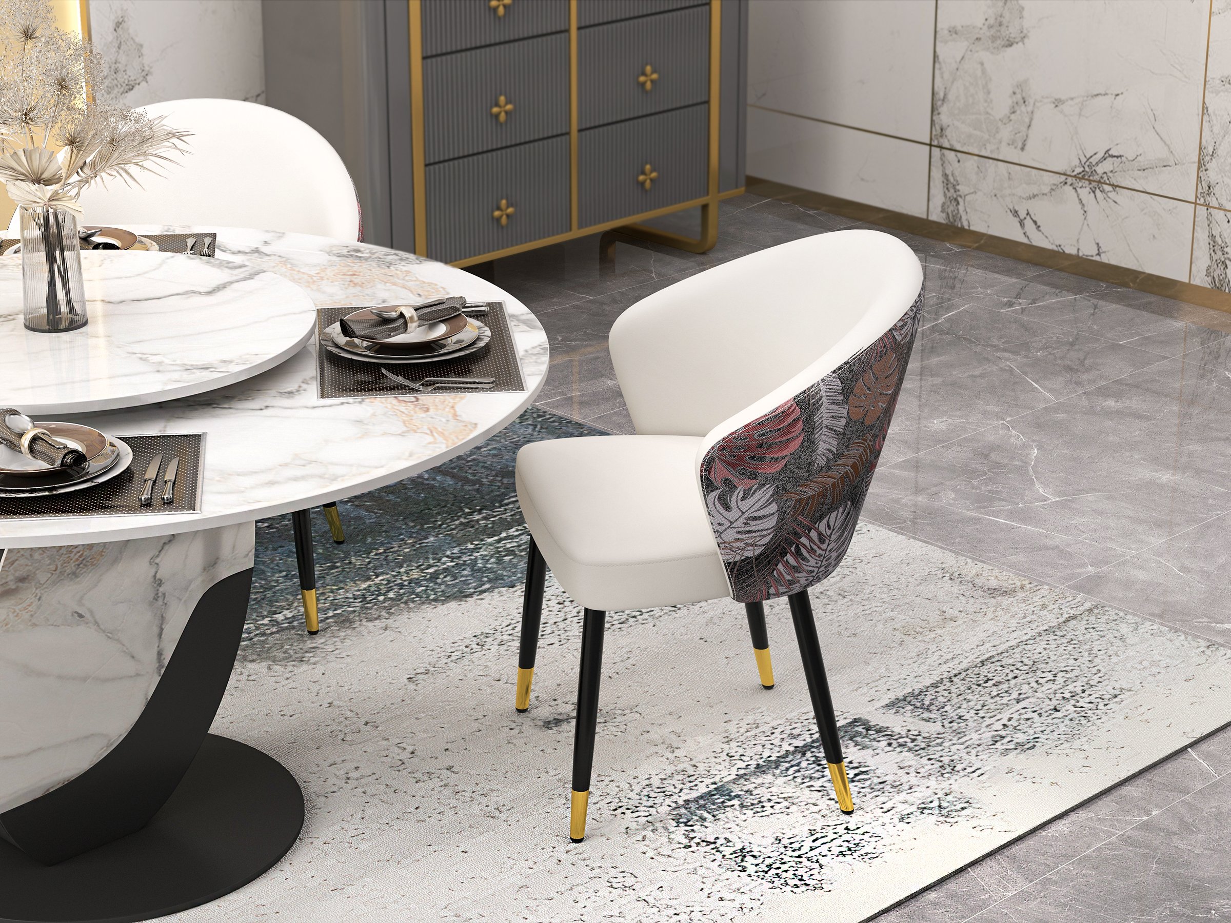 HMR - Modern Ink Painting Gray & Ink Blue Rectangle Area Rug