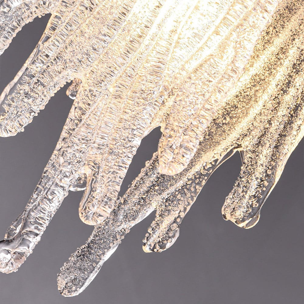 HMR - Modern Gold Pendant Light 1-Light Handmade Glass Waterfall for Bedroom and Living Room