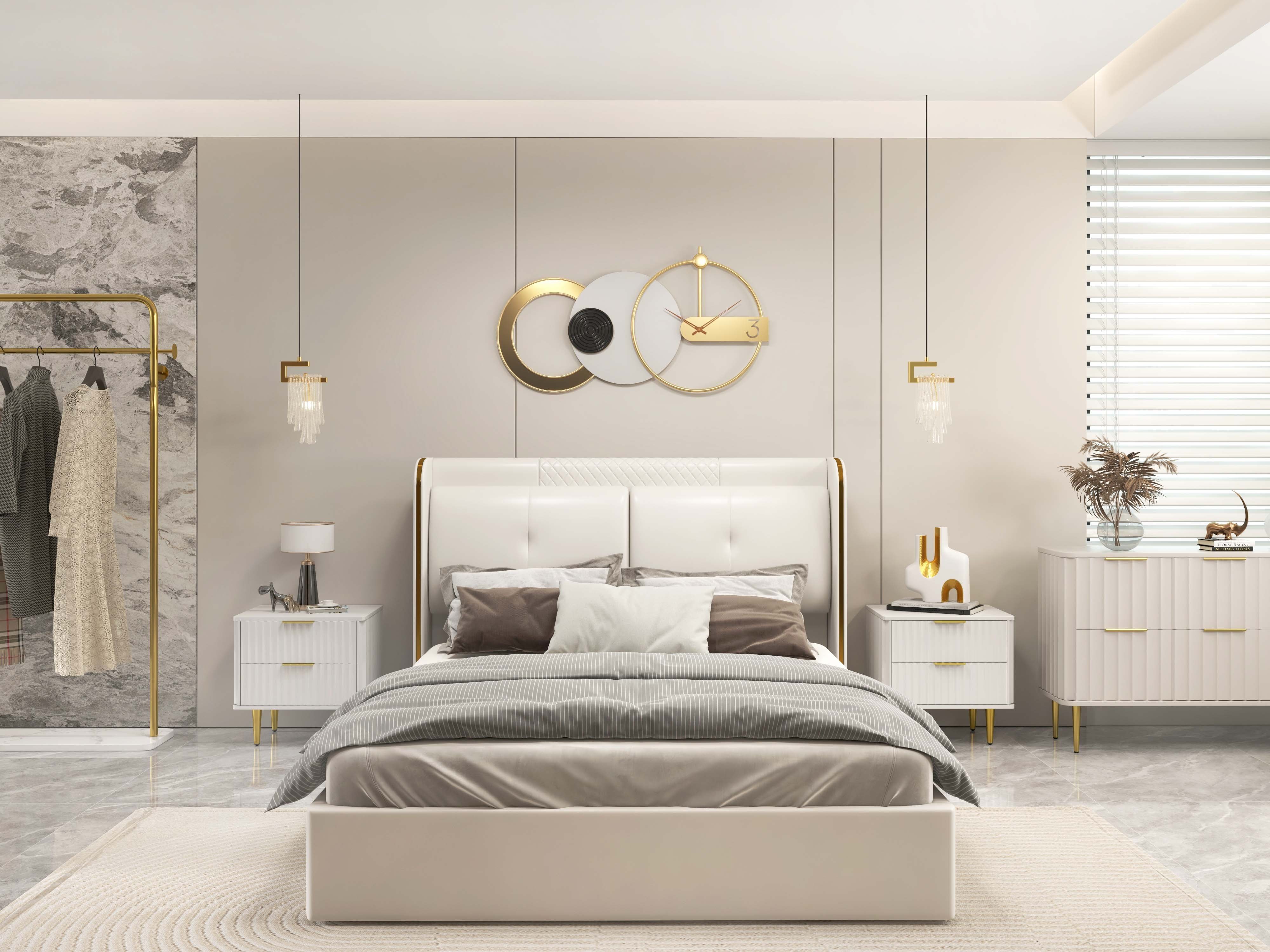 HMR - Modern Gold Pendant Light 1-Light Handmade Glass Waterfall for Bedroom and Living Room