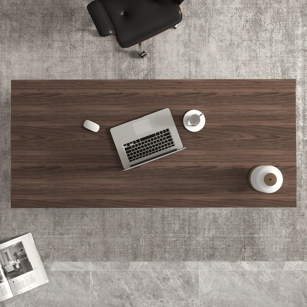 HMR Modern Home Office Desk with Movable File Cabinet - Black/Walnut, 59.8"