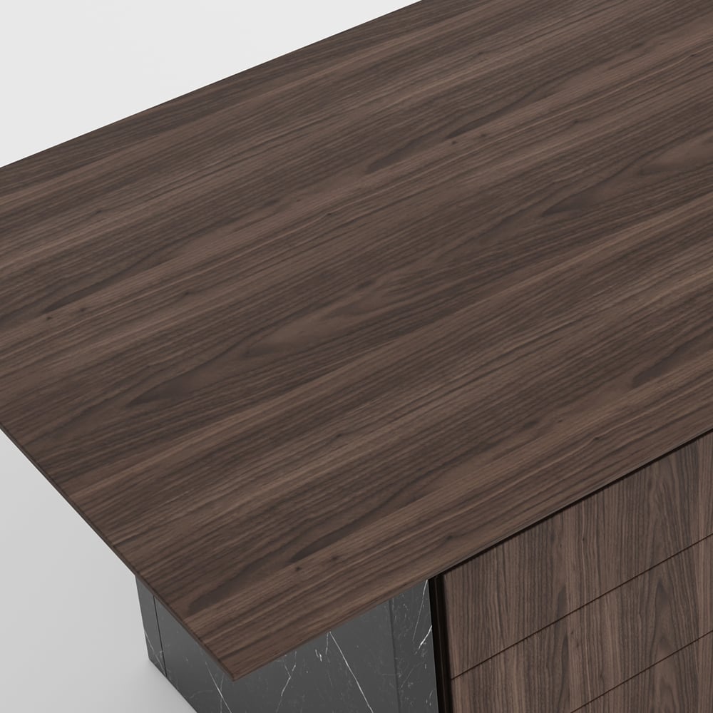 HMR Modern Home Office Desk with Movable File Cabinet - Black/Walnut, 59.8"