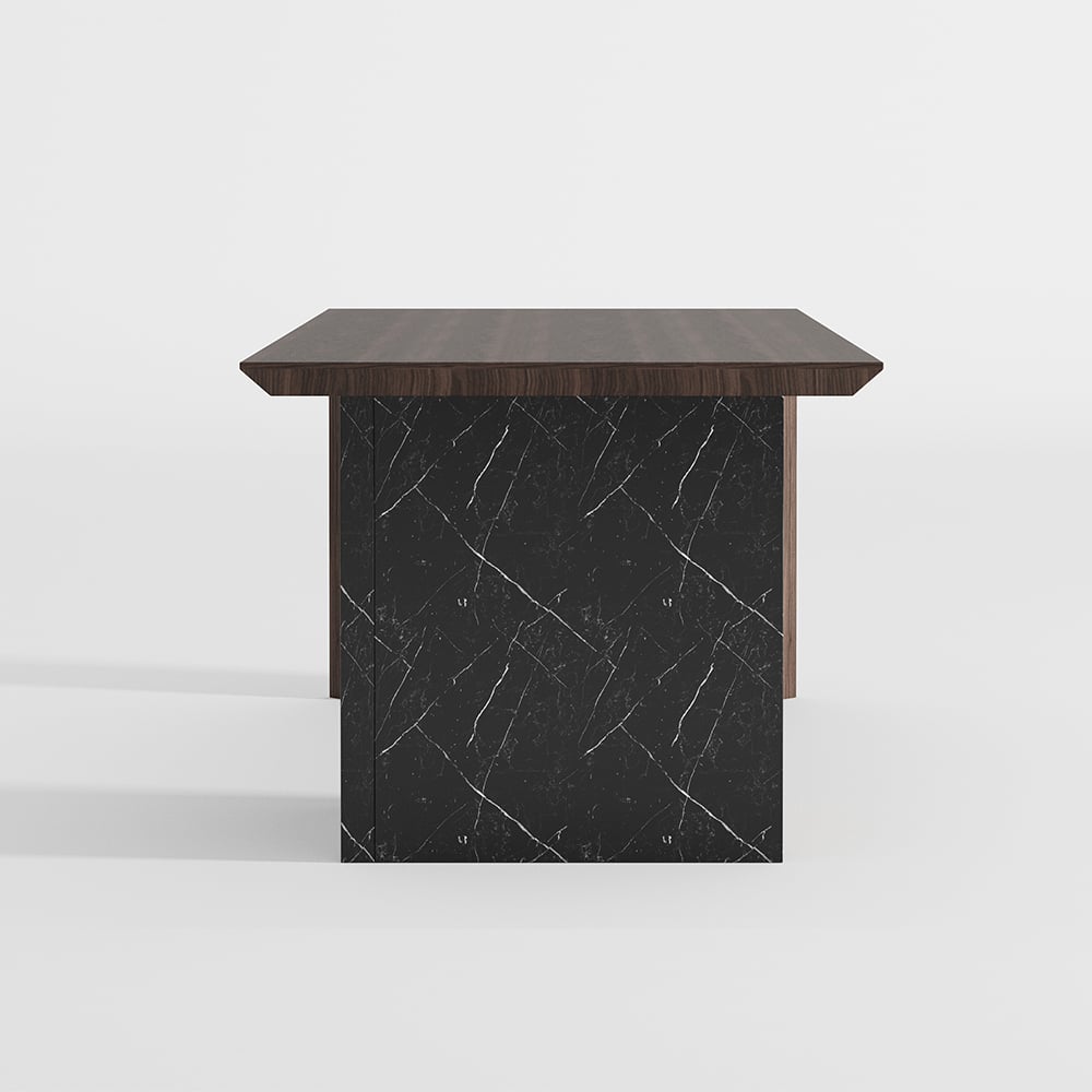 HMR Modern Home Office Desk with Movable File Cabinet - Black/Walnut, 59.8"