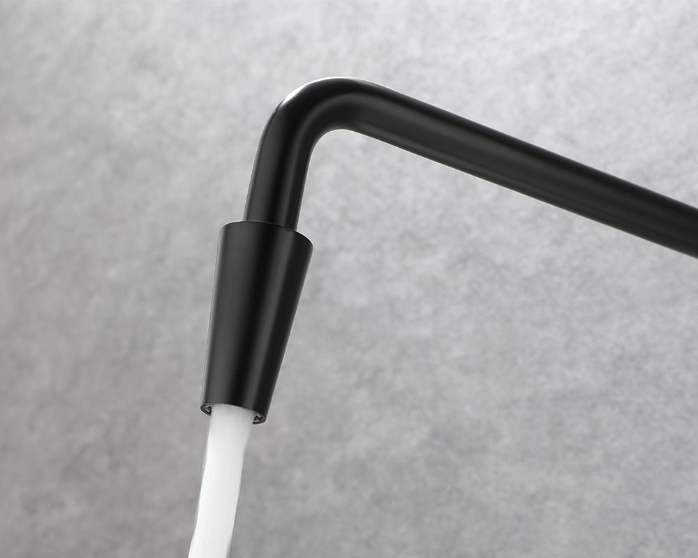 HMR Tront Single Hole Bathroom Vessel Sink Faucet Solid Brass - Black