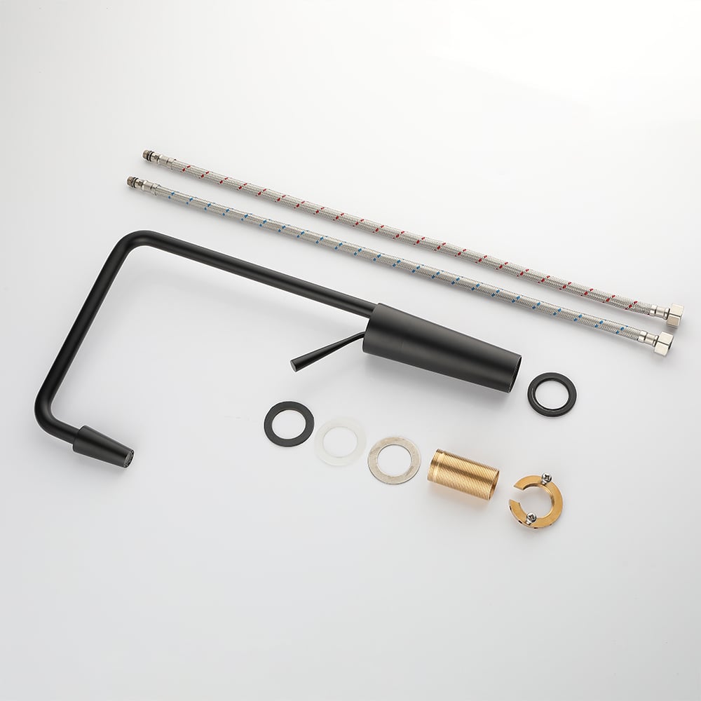 HMR Tront Single Hole Bathroom Vessel Sink Faucet Solid Brass - Black