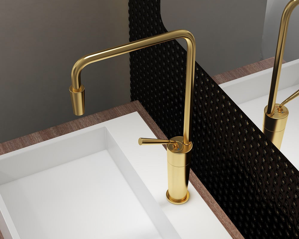 HMR Tront Single Hole Bathroom Vessel Sink Faucet Solid Brass - Brushed Gold