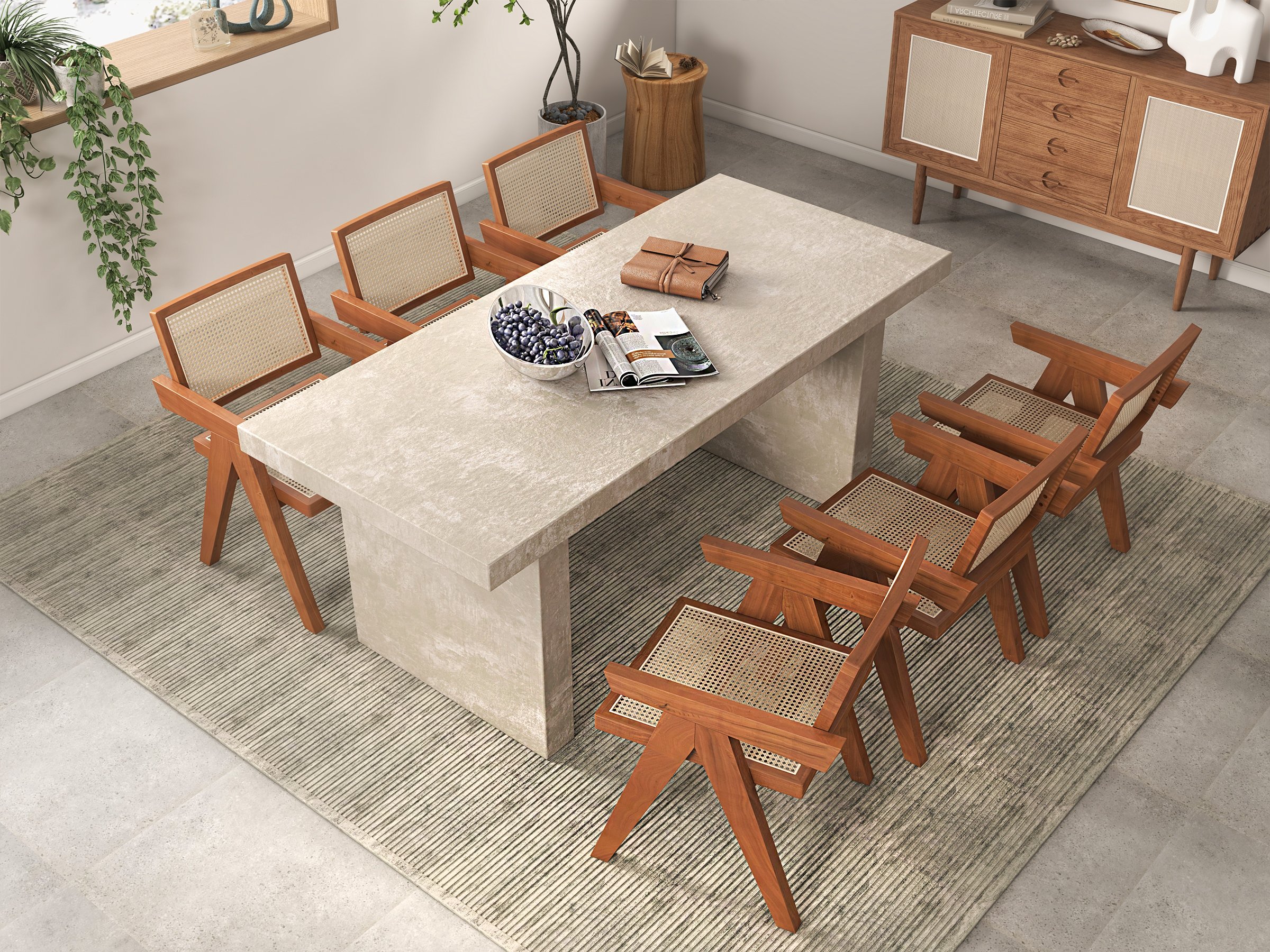 HMR Upoak Series Farmhouse Rectangle Wood Dining Table - Gray, 70.9"L x 31.5"W x 29.5"H