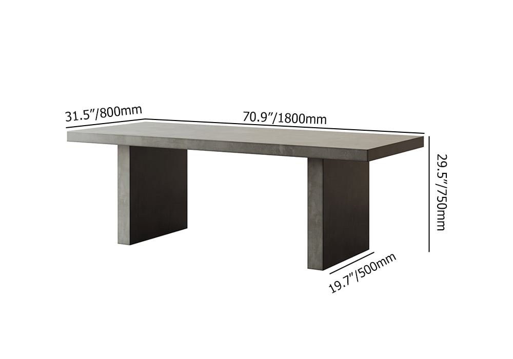 HMR Upoak Series Farmhouse Rectangle Wood Dining Table - Gray, 70.9"L x 31.5"W x 29.5"H