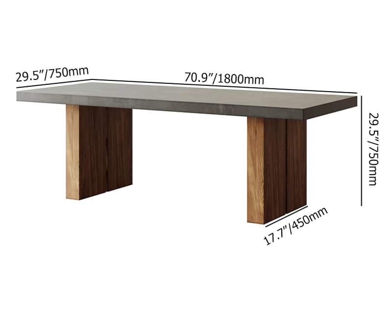 HMR Upoak Series Farmhouse Rectangle Wood Dining Table - Natural, 70.9"L x 29.5"W x 29.5"H