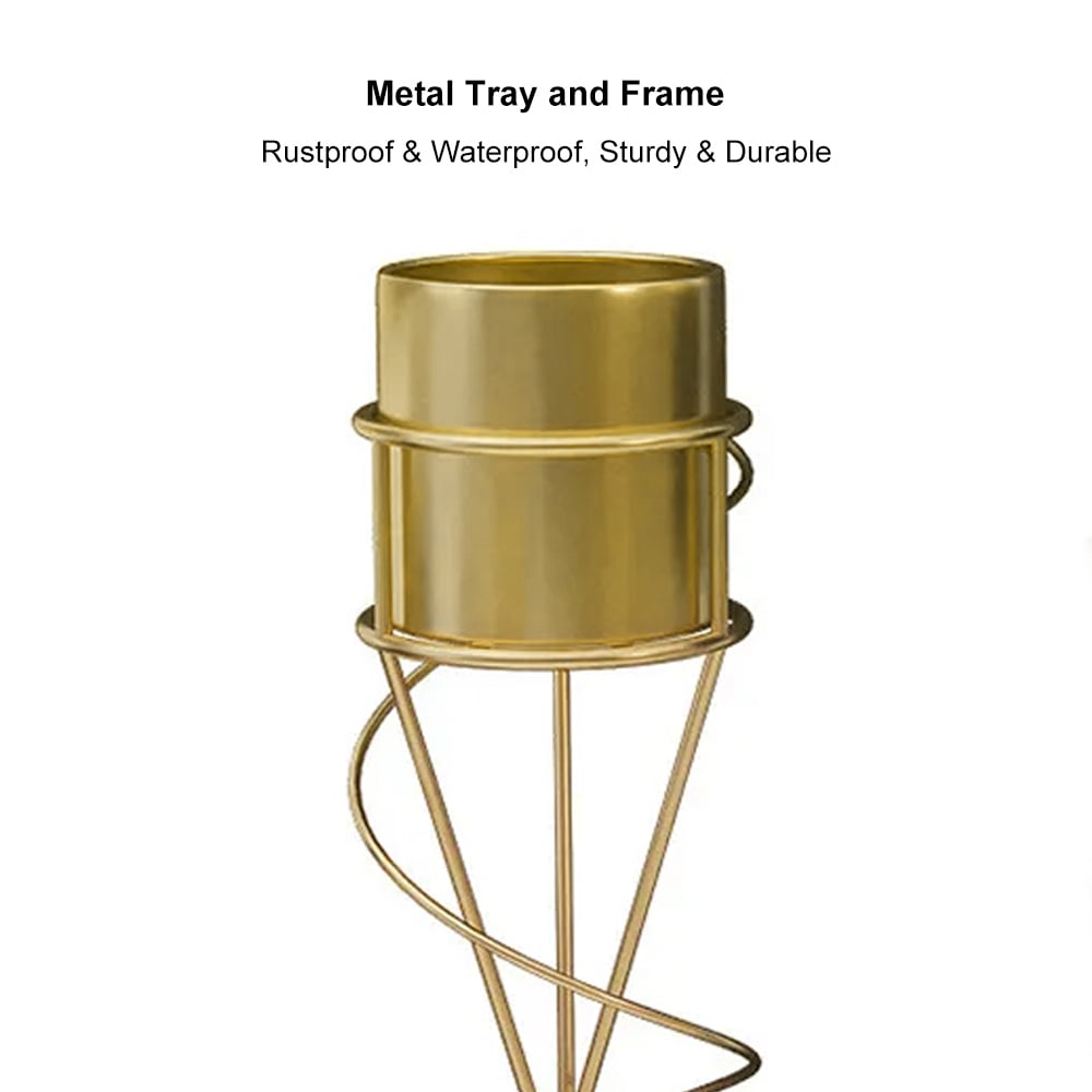 HMR Nordic Round Metal 30" Plant Stand - Gold