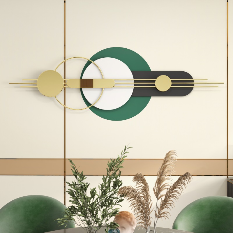 HMR - 63"Modern Metal Wall Decor for Living Room Bedroom Geometric Wall Art in Gold & Green