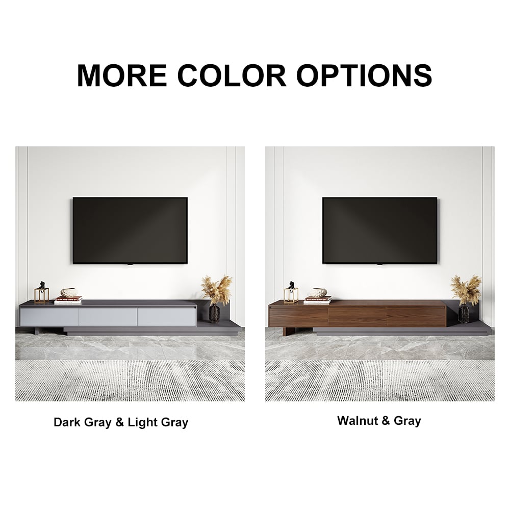 HMR Fero Extendable TV Stand with Drawers - Walnut & Gray, MDF, 79"
