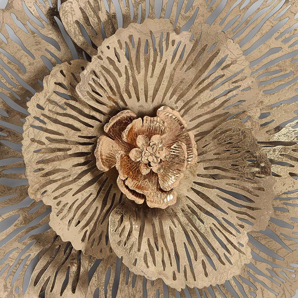 HMR - Modern Hollow-Out Peony Flower Gold Pendant Sofa Background Metal Wall Decor