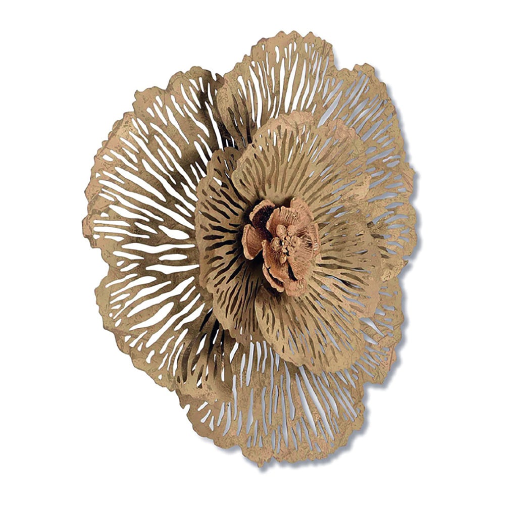 HMR - Modern Hollow-Out Peony Flower Gold Pendant Sofa Background Metal Wall Decor