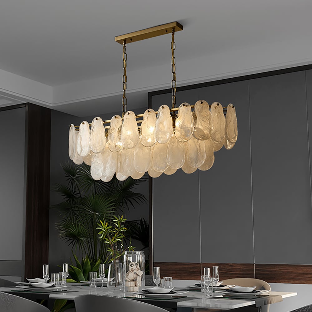 HMR - Cloude Modern Multi-Tier Cloud Glass Pendant Light Kitchen Island Light Adjustable Chain