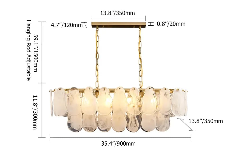 HMR - Cloude Modern Multi-Tier Cloud Glass Pendant Light Kitchen Island Light Adjustable Chain