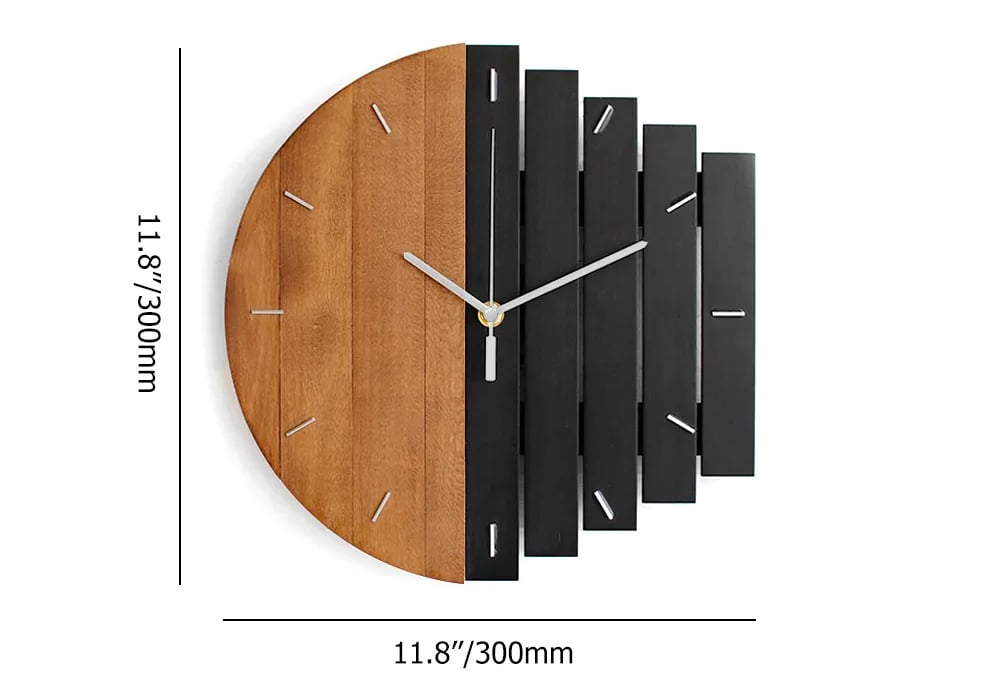 HMR - Abstract Wall Clock Hanging Artistic Decor in Natural Wood