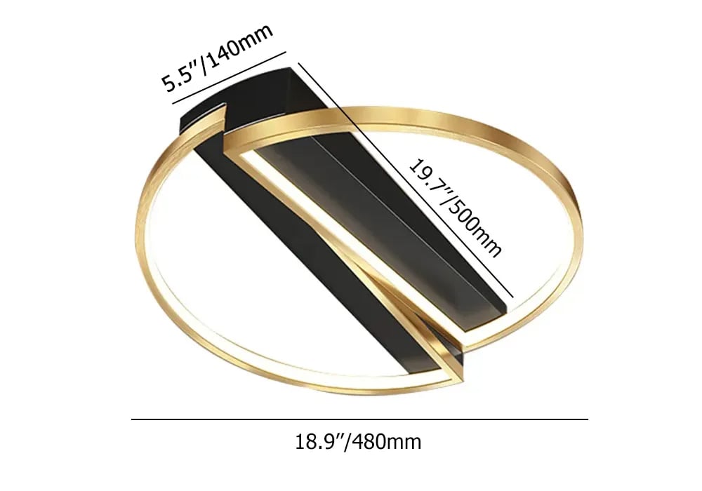HMR - Modern LED Geometric Flush Mount Light in Gold & Black