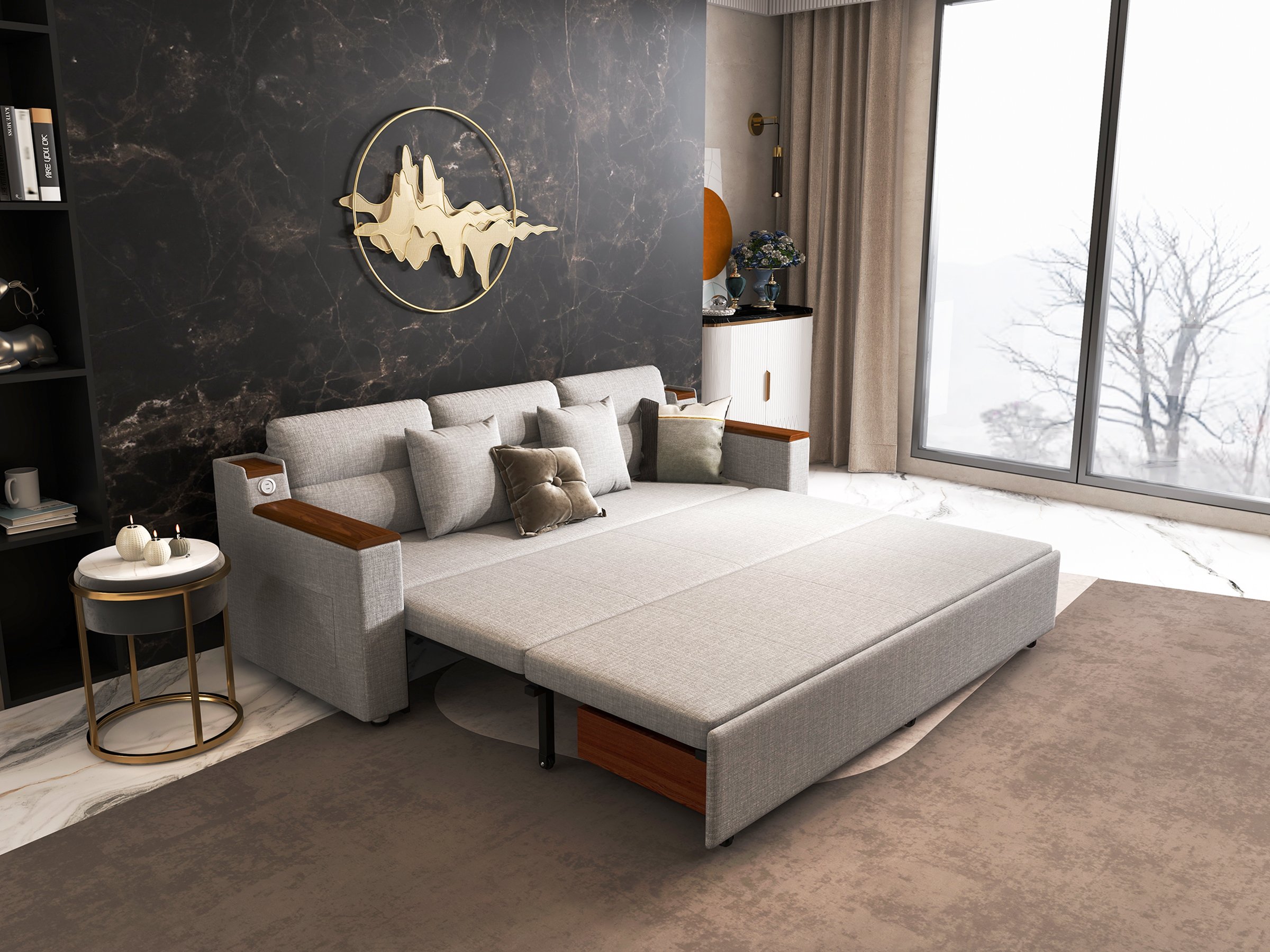 HMR - Natural Abstract Landscape Wall Decor 3D Gold Metal Wall Art 39.4" x 26.8" Living Room
