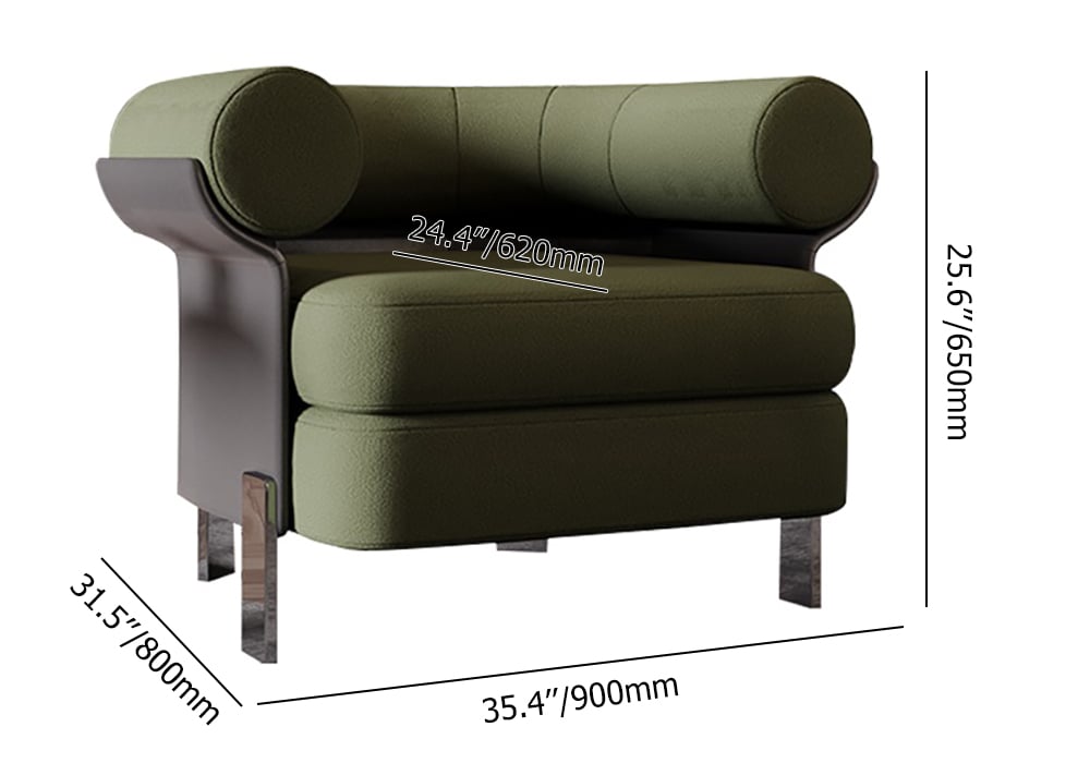 HMR - Modern Green Boucle Upholstered Accent Chair with Round Back