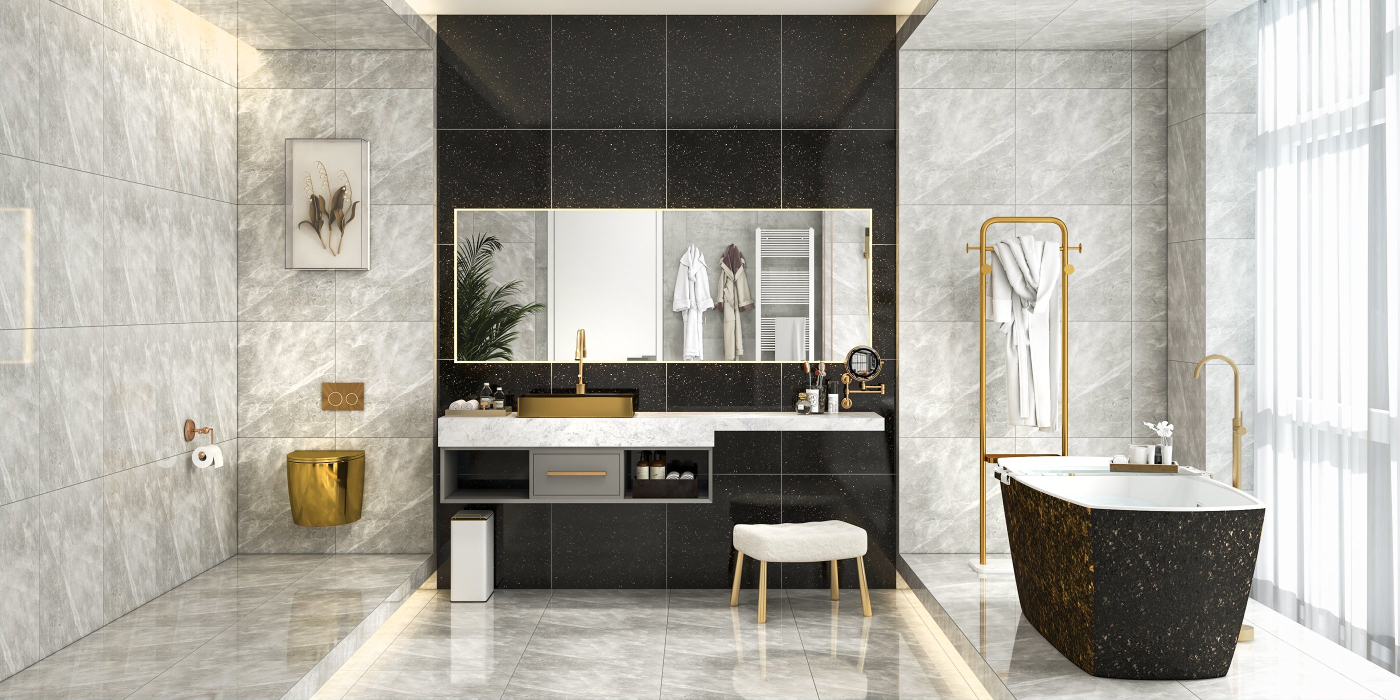 HMR Contemporary Rectangular Stainless Steel Vessel Sink Luxury Wash Sink - Gold, 21.65"