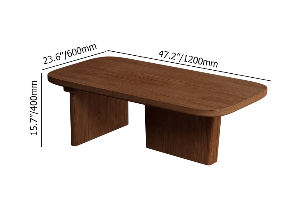 HMR Rectangular Coffee Table with Abstract Base - Walnut
