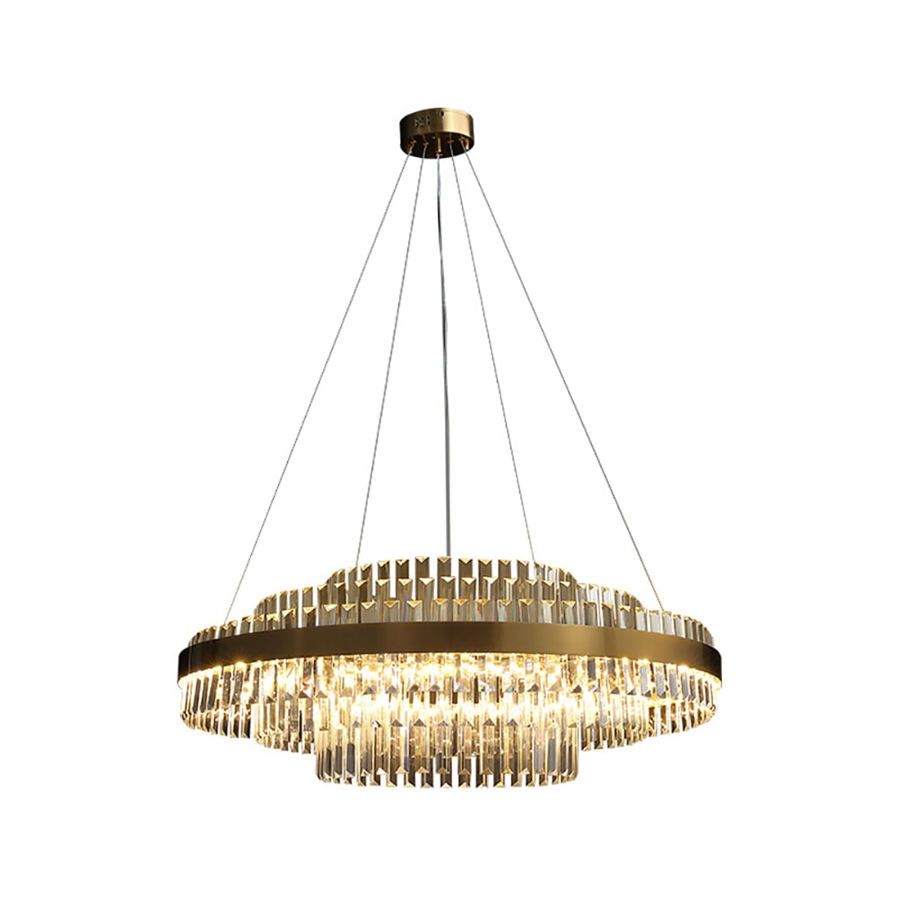 HMR - Fixedo Modern Tiered Crystal LED Chandelier in Brass Pendant Light