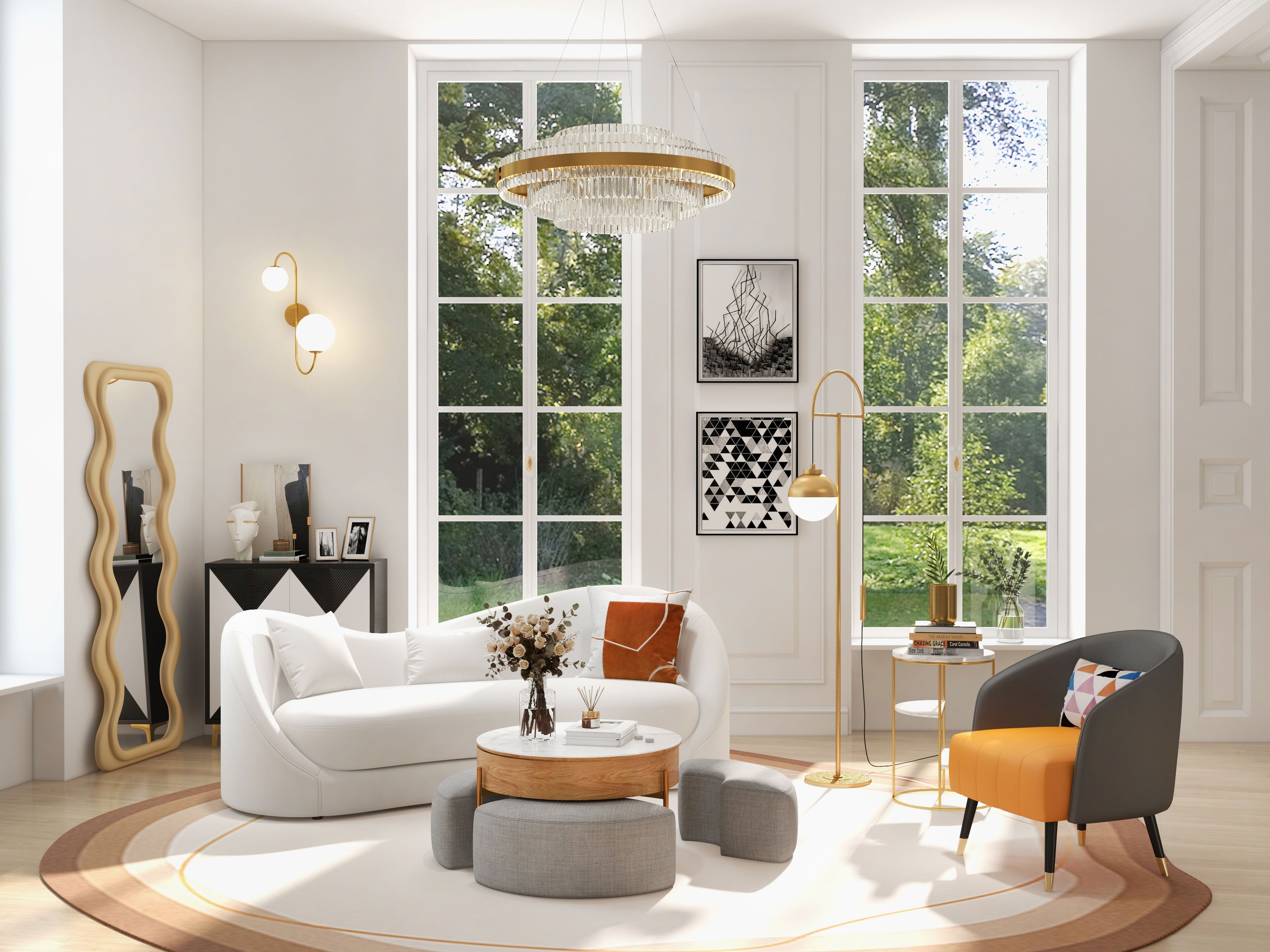 HMR - Fixedo Modern Tiered Crystal LED Chandelier in Brass Pendant Light