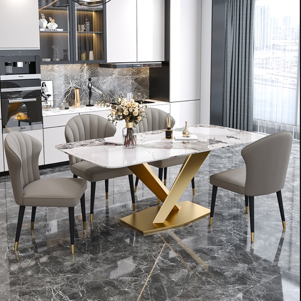 HMR Modern Style Rectangular Sintered Stone Dining Table - 70.9" (Seats 4-6 People)