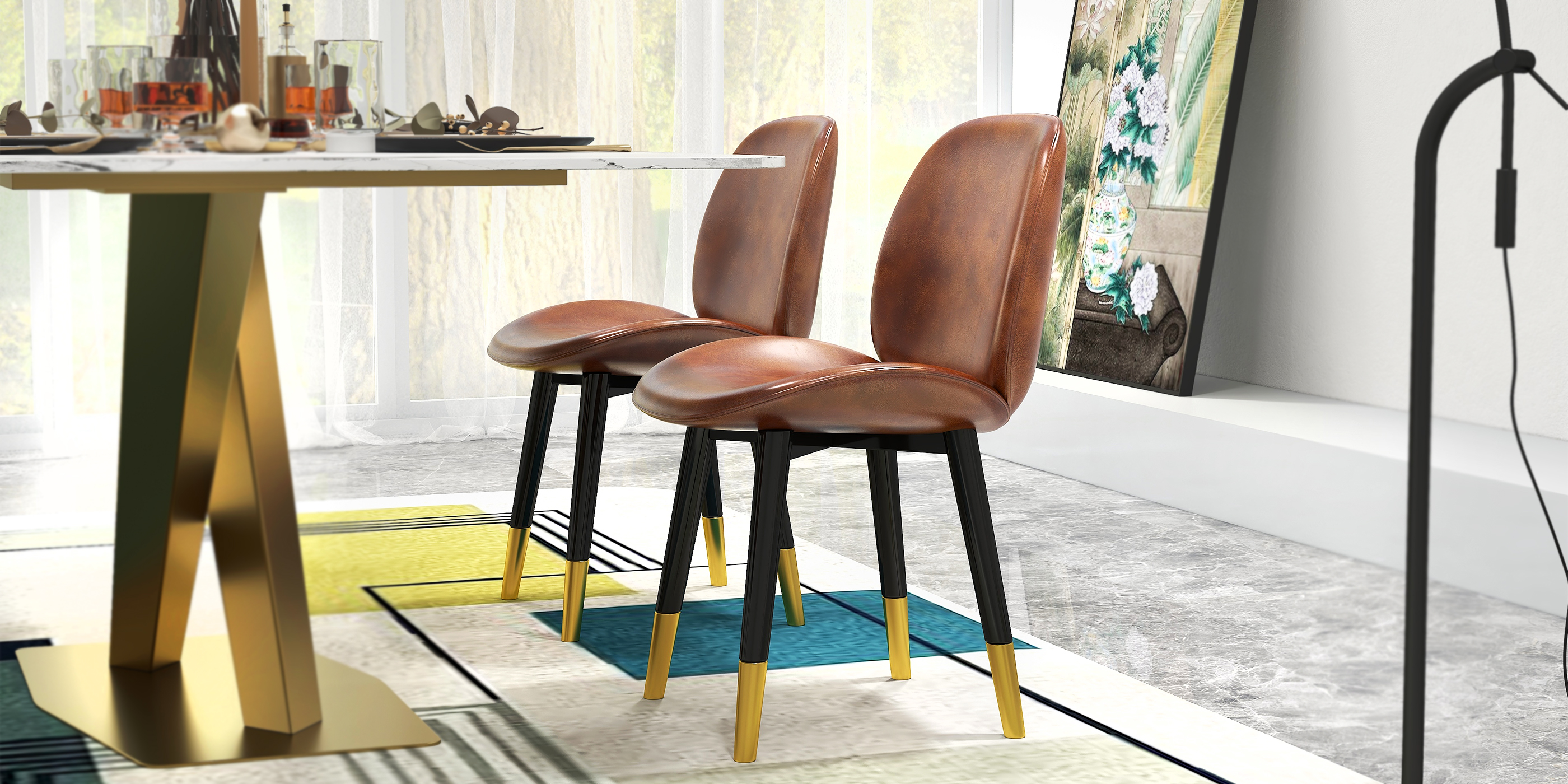 HMR Modern Style Rectangular Sintered Stone Dining Table - 70.9" (Seats 4-6 People)