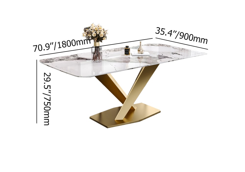 HMR Modern Style Rectangular Sintered Stone Dining Table - 70.9" (Seats 4-6 People)