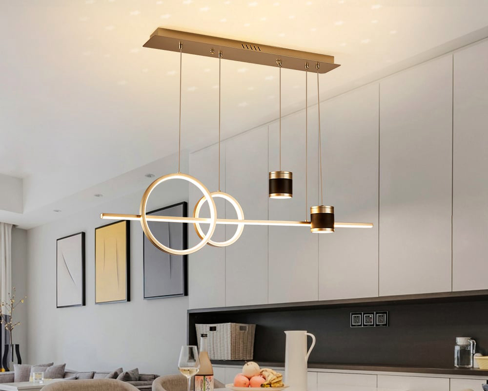 HMR Kitchen Island Light Geometric Starry Reflection Hanging Light 3-Way - Gold