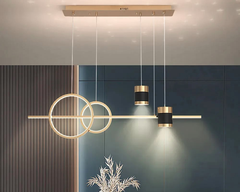 HMR Kitchen Island Light Geometric Starry Reflection Hanging Light 3-Way - Gold