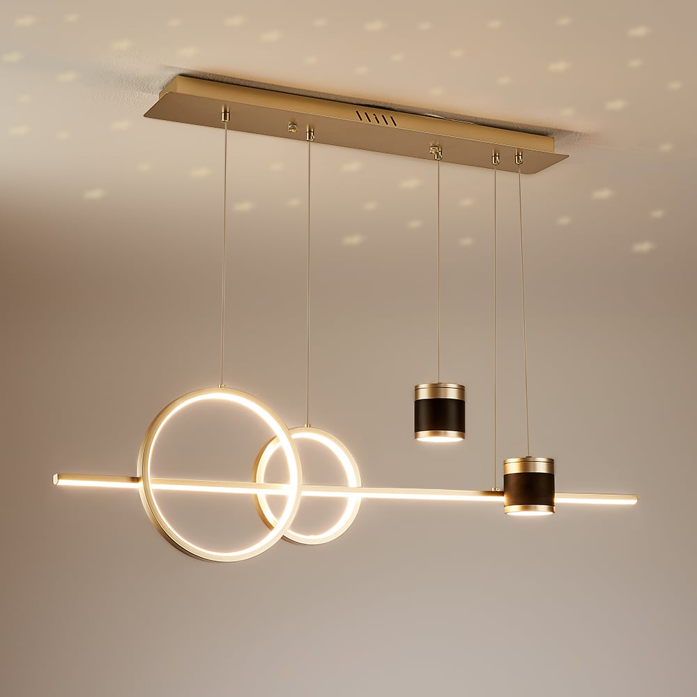 HMR Kitchen Island Light Geometric Starry Reflection Hanging Light 3-Way - Gold