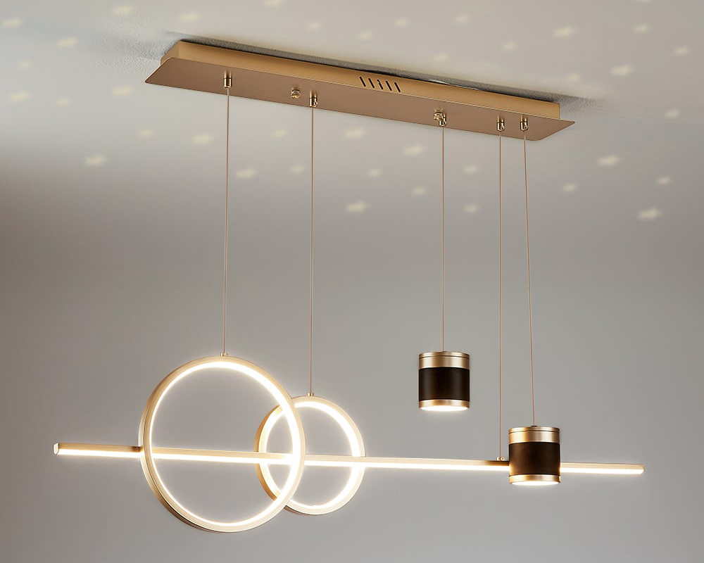 HMR Kitchen Island Light Geometric Starry Reflection Hanging Light 3-Way - Gold