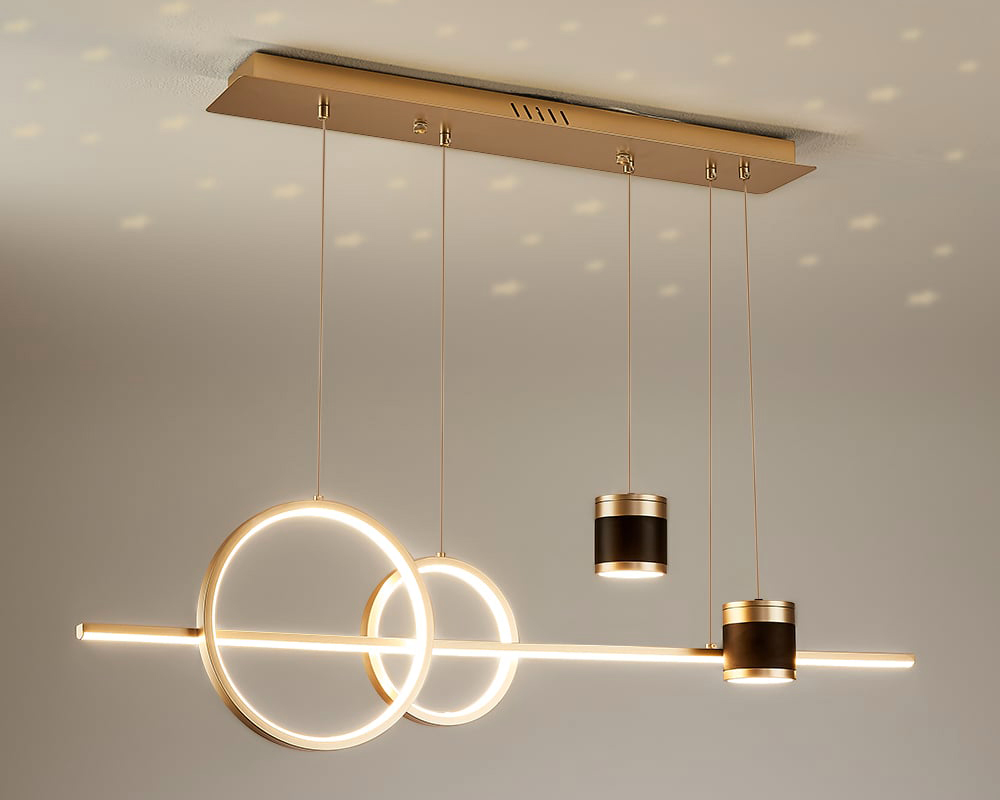 HMR Kitchen Island Light Geometric Starry Reflection Hanging Light 3-Way - Gold